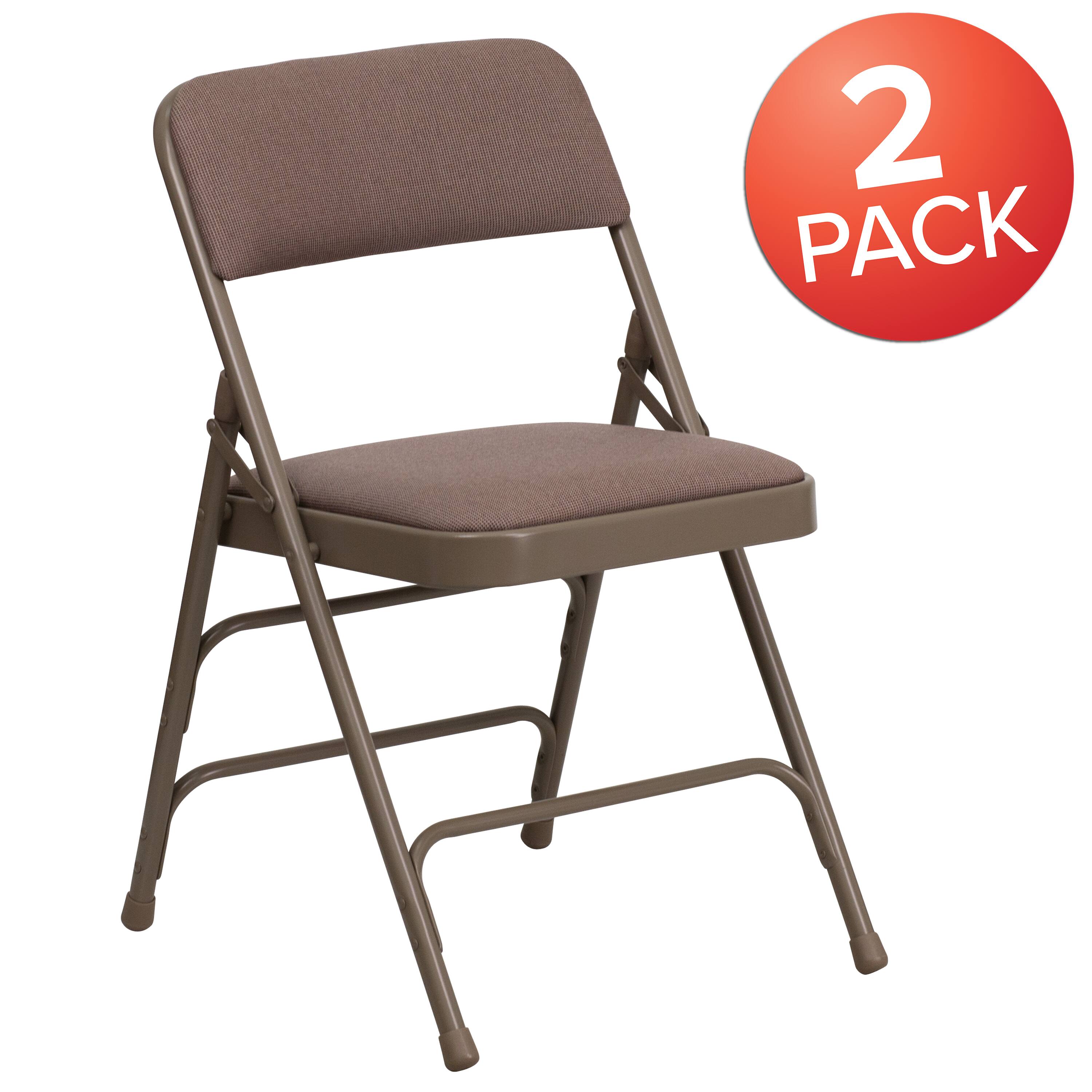 Alt View 1. Emma + Oliver - 2 Pack Home & Office Portable Party Events Padded Metal Folding Chair - Beige Fabric/Beige Frame.