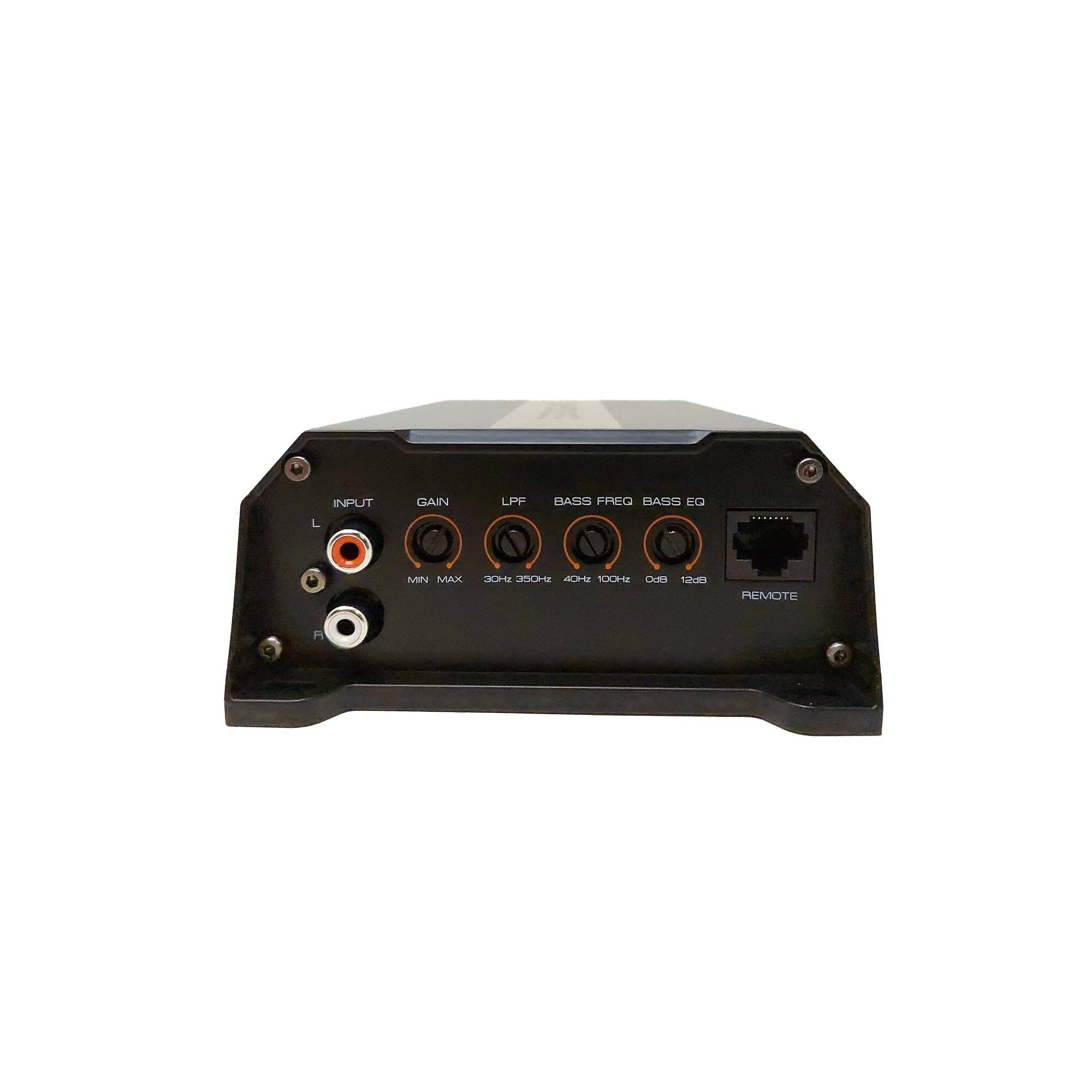 INPUT GAIN LPF BASS FREQ BASS EQ L MIN MAX 30Hz-350Hz 40Hz 100Hz 0dB 12dB REMOTE