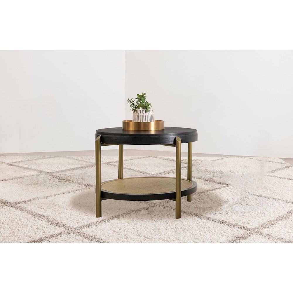 Alt View 1. Coaster Co. of America - Arini Round End Side Table With Storage Shelf Black - Black.