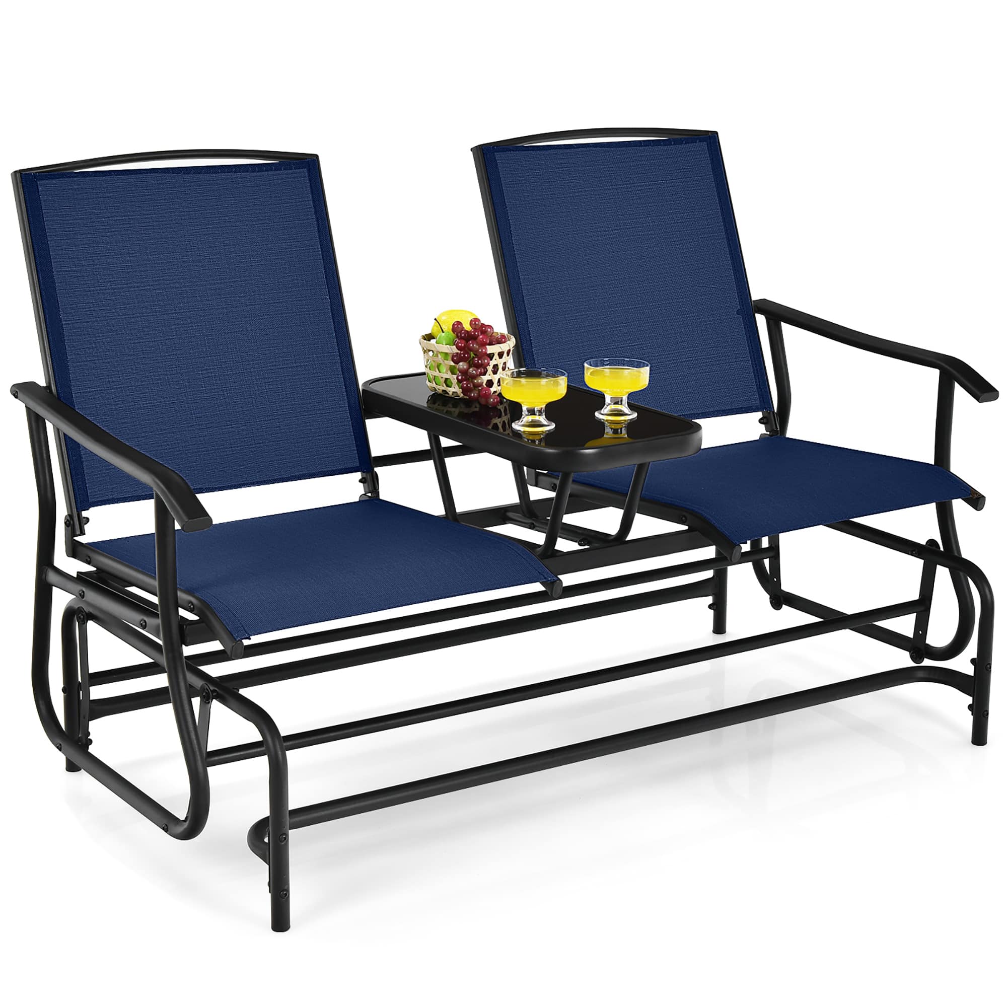 Gymax - 2 Person Outdoor Patio Double Glider Chair Loveseat Rocking - Navy price history on PriceWatchPro