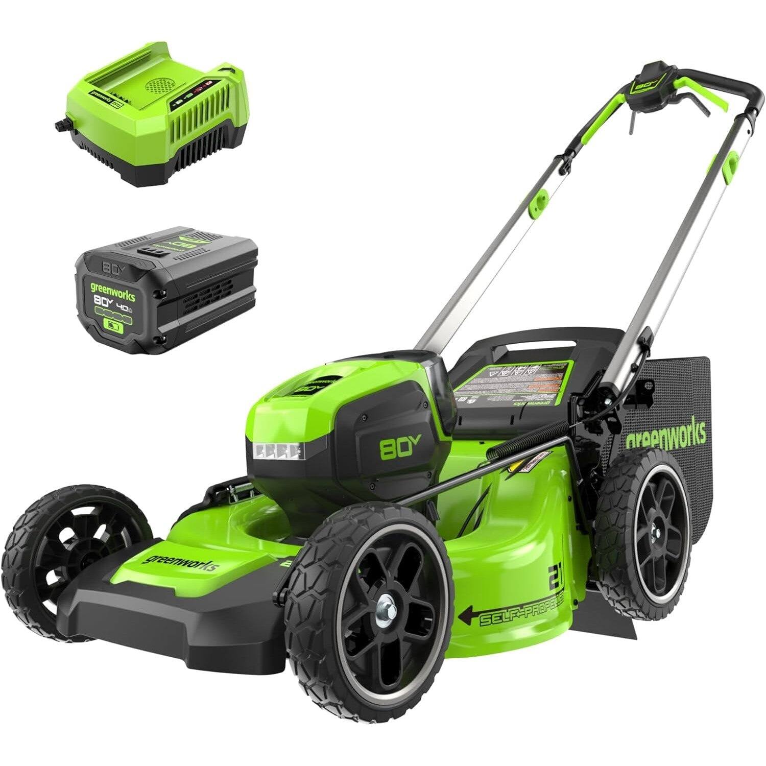 "Greenworks - 80V 21"" Brushless Self-Propelled Mower (Gen 2), 4.0Ah Battery and Rapid Charger Included - Green" price history on PriceWatchPro
