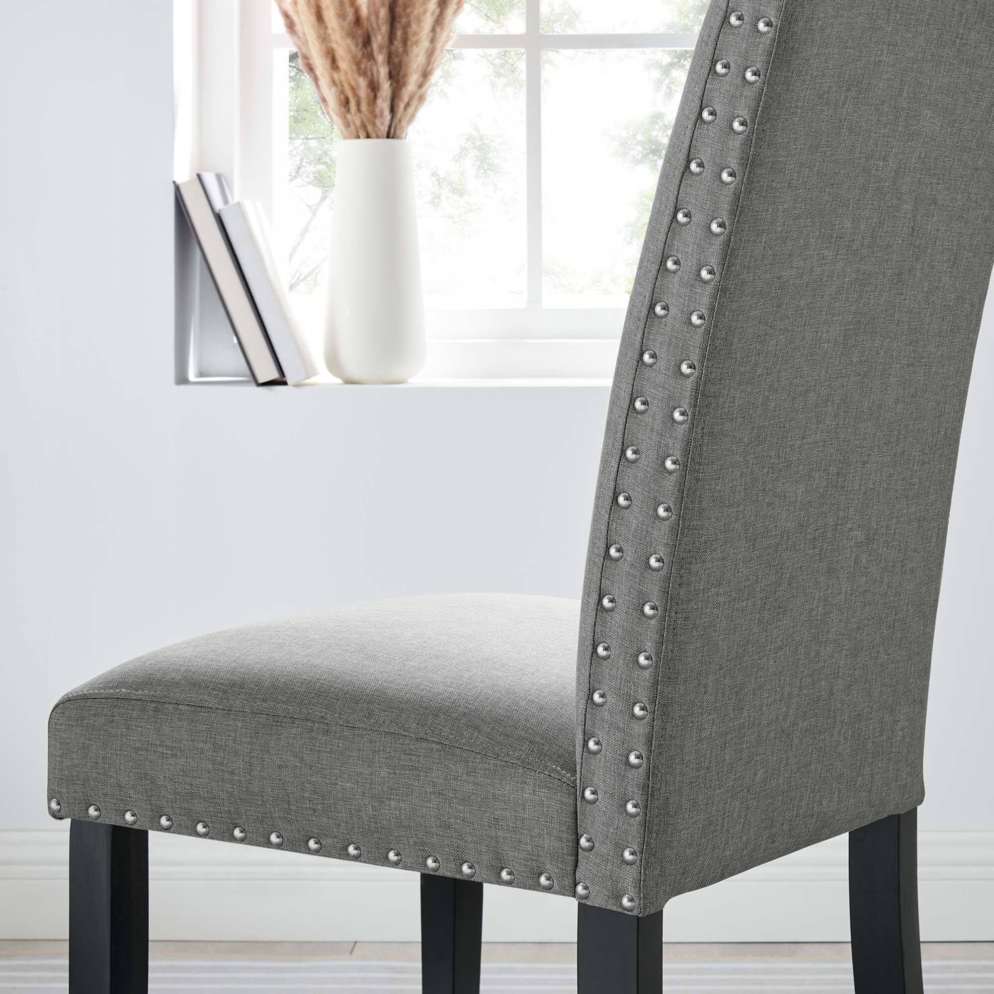 Back. Modway - Parcel Dining Upholstered Fabric Side Chair by Modway - Light Gray.