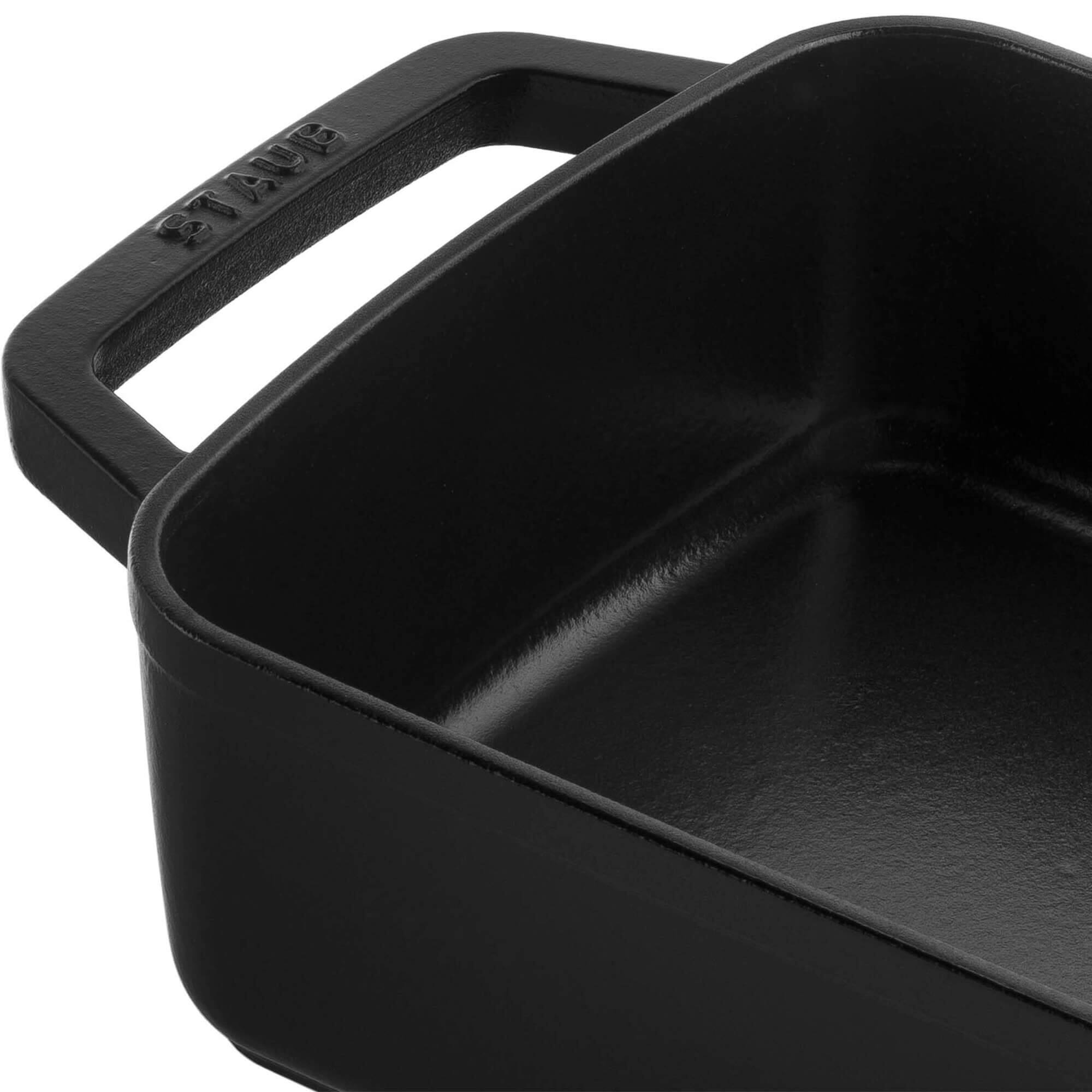 Alt View 3. Staub - Staub Cast Iron 12-inch x 8-inch Roasting Pan - Matte Black - Matte Black.