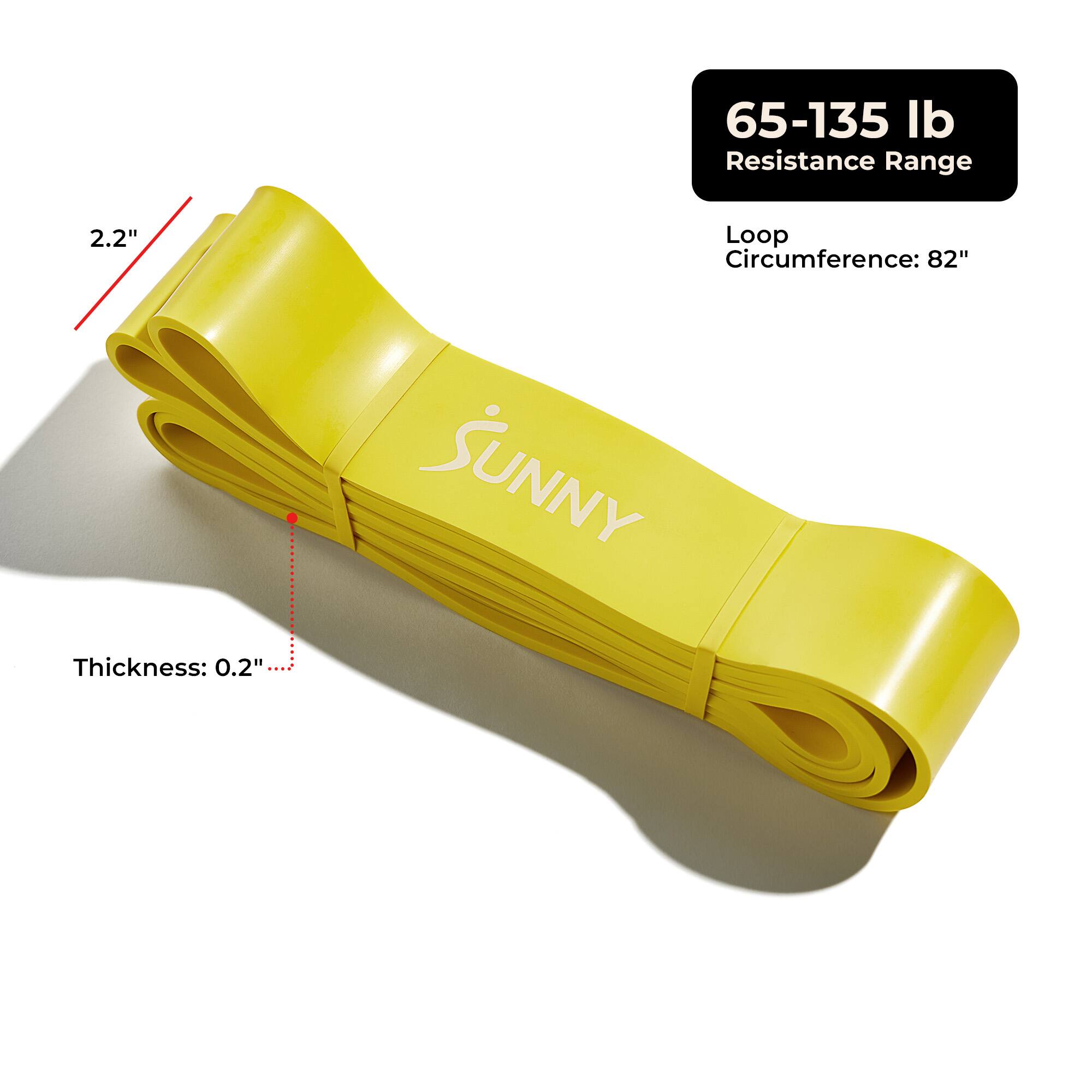 65-135 lb Resistance Range  
2.2" Thickness: 0.2"  
Loop Circumference: 82"  
SUNNY