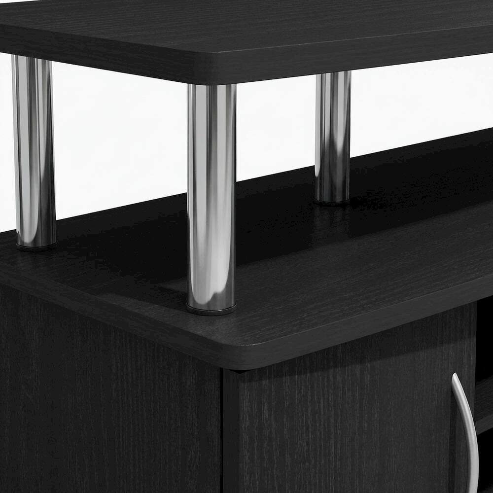 Alt View 1. FurniFact - Dark Americano Large Entertainment Center for TVs up to 55 inches - Dark Americano/Stainless Steel.