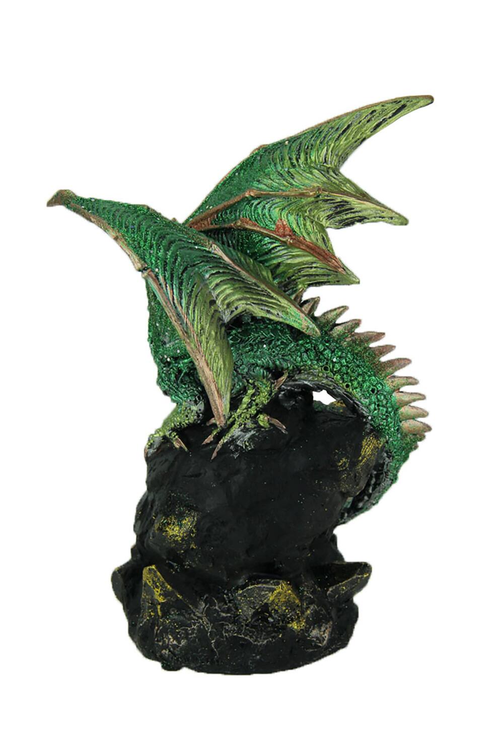 Alt View 2. Zeckos - Glittery Green Wicked Dragon Color Changing LED Geode Statue - Green.