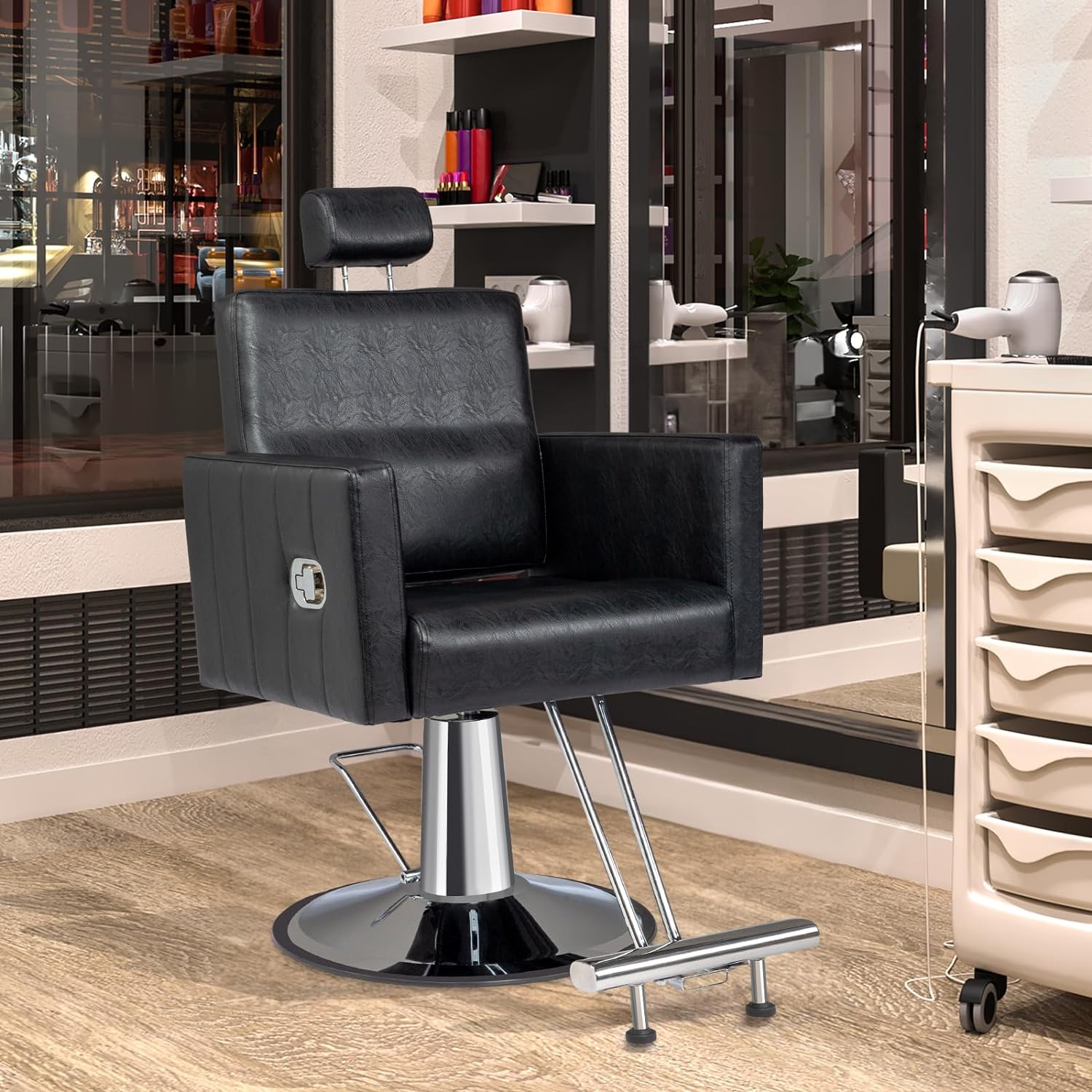Left. Winado - Hydraulic Beauty Salon Chair 135 Degree Reclining Barber Chair with Removable Headrest for Spa Shampoo Facial Threading - Black.