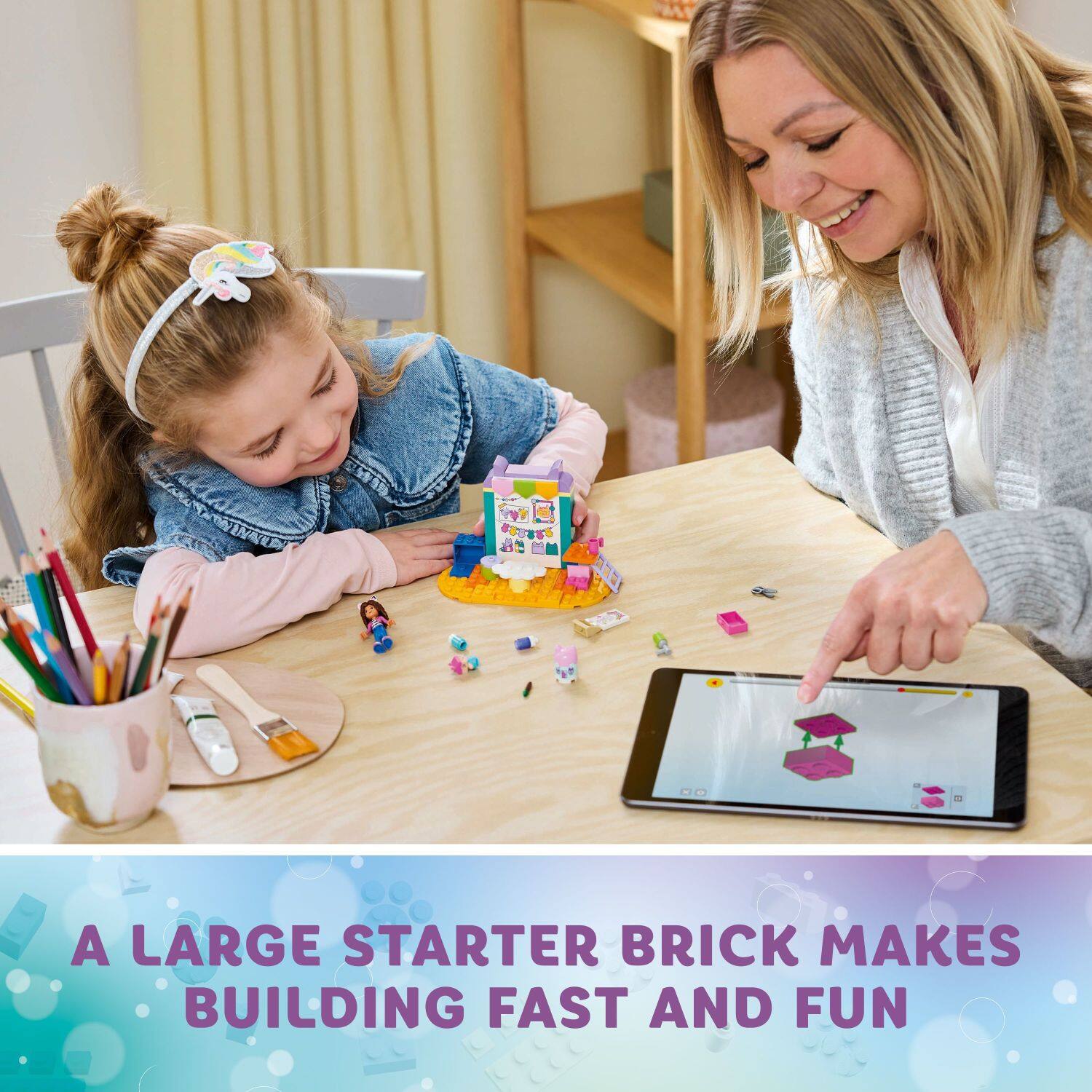 A large starter brick makes building fast and fun.