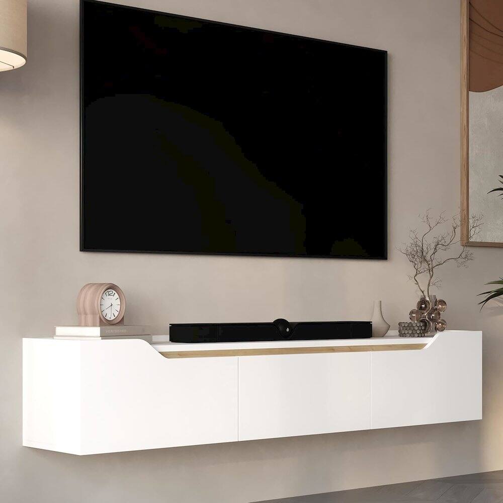 Alt View 2. Atelier Mobili - Floating TV Stand for 75 Inch TVs, Modern Entertainment Center - Brown.