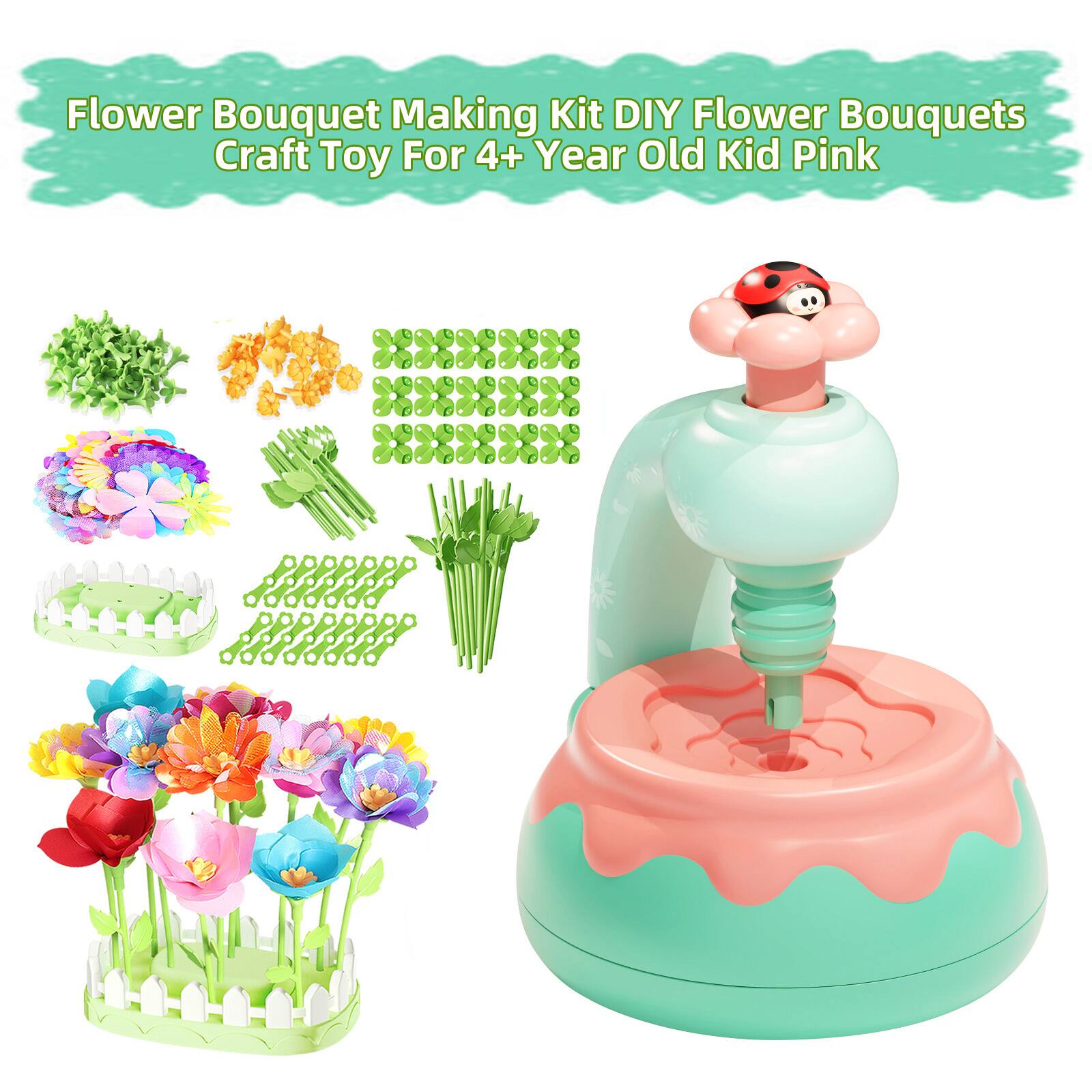 Flower Bouquet Making Kit DIY Flower Bouquets Craft Toy For 4+ Year Old Kid Pink