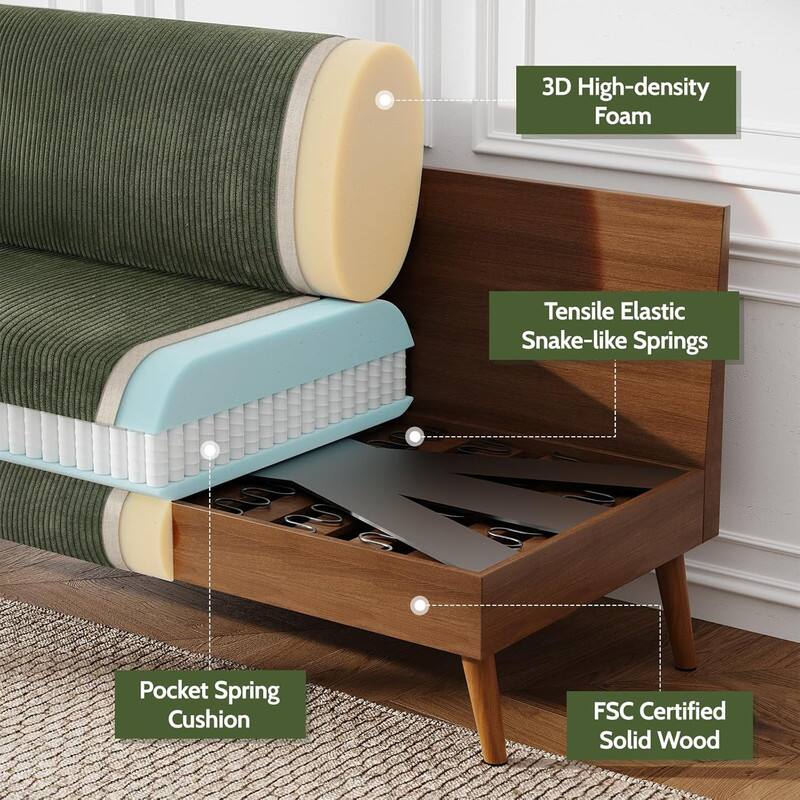 3D High-density Foam, Tensile Elastic Snake-like Springs, Pocket Spring Cushion, FSC Certified Solid Wood