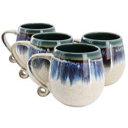 Meritage - Lexington 4 Piece 20 Ounce Stoneware Two Tone Mug Set - Blue Multi
