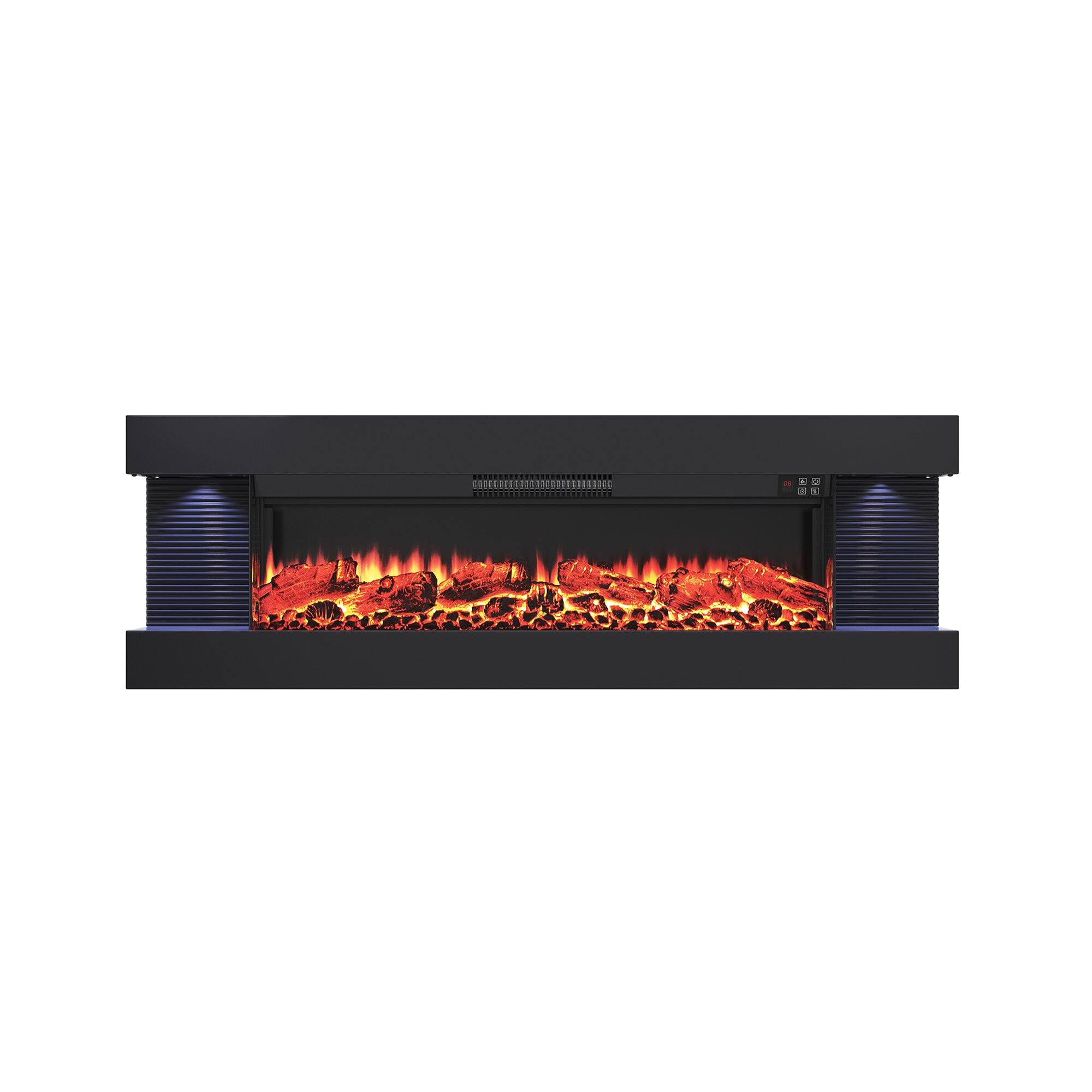 Alt View 3. Boyel Living - 50 inch Hanging Electric Fireplace with Remote Control and LED Side Lights - Black.