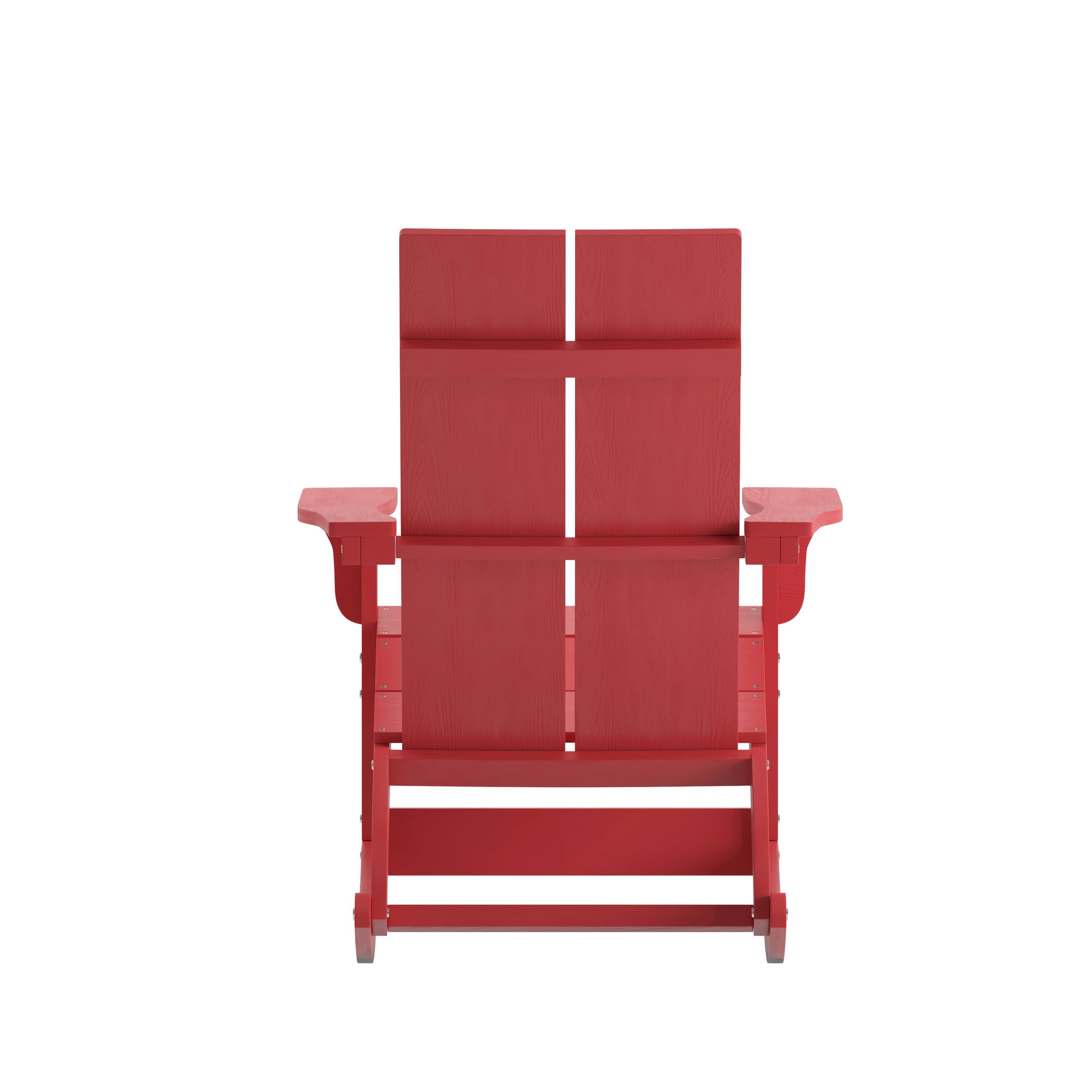 Alt View 7. Emma + Oliver - Modern All-Weather Poly Resin Adirondack Rocking Chair for Indoor/Outdoor Use - Red.