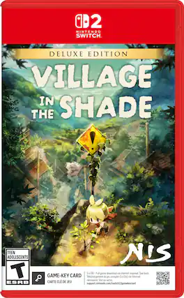02 NINTENDO SWITCH
DELUXE EDITION VILLAGE IN THE SHADE
TEEN ADOLESCENTS T ESRB
NIS 5.4 GB - Full game download via internet required. See back.
GAME-KEY CARD
Téléchargement du jeu complet (5.4 Go) via Internet nécessaire. Voir au verso.
CARTE CLÉ DE JEU
support.nintendo.com/switch2/gamekeycard - T (Teen 13+)