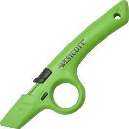 Westcott - NonReplaceable Finger Loop Safety Cutter Ceramic Blade Retractable, Lock Off Switch, Durable - Green