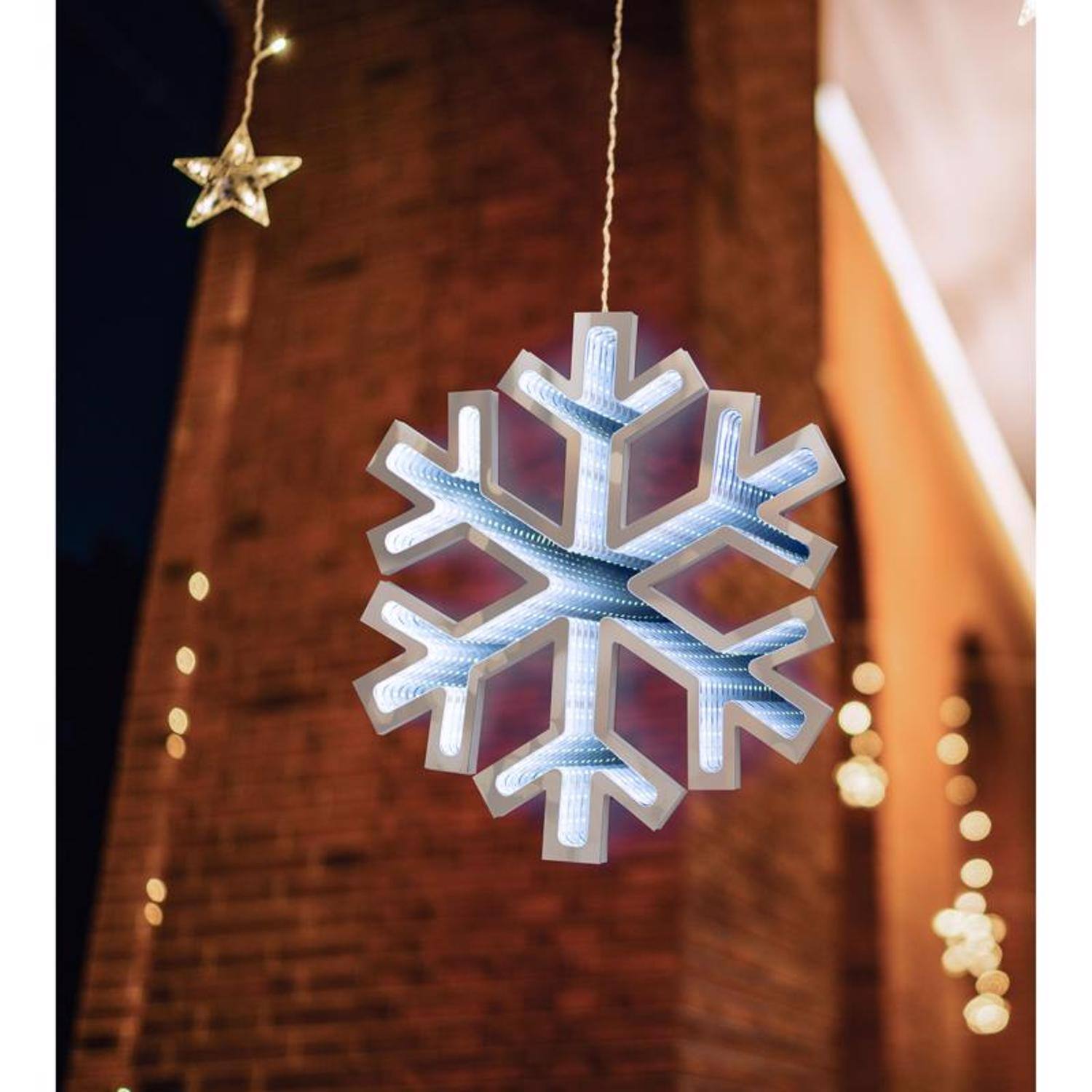 Angle. Celebrations - Celebrations LED White Snowflake Animated Decor 15.75 in. (Case of 4) - White.