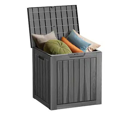 Front. Decksplore - 30 Gal.Resin Storage Deck Box for Outdoor Indoor - Black.