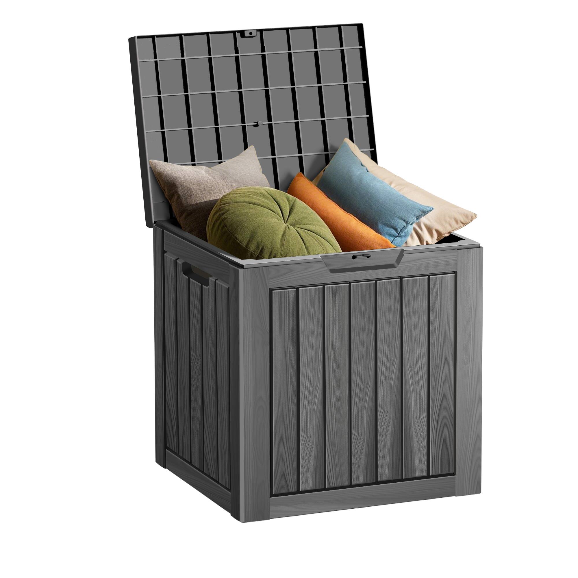 Front. Decksplore - 30 Gal.Resin Storage Deck Box for Outdoor Indoor - Black.