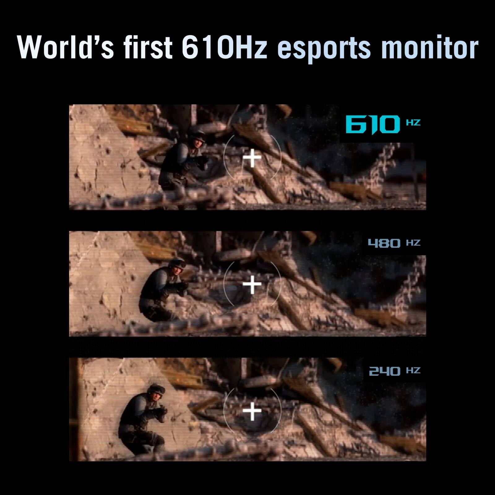 World's first 610Hz esports monitor

610 Hz

480 Hz

240 Hz
