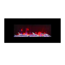 Boyel Living - 42 in. Wall Mounted Infrared Electric Fireplace with Multi-Color Flame and CSA Certification - Black