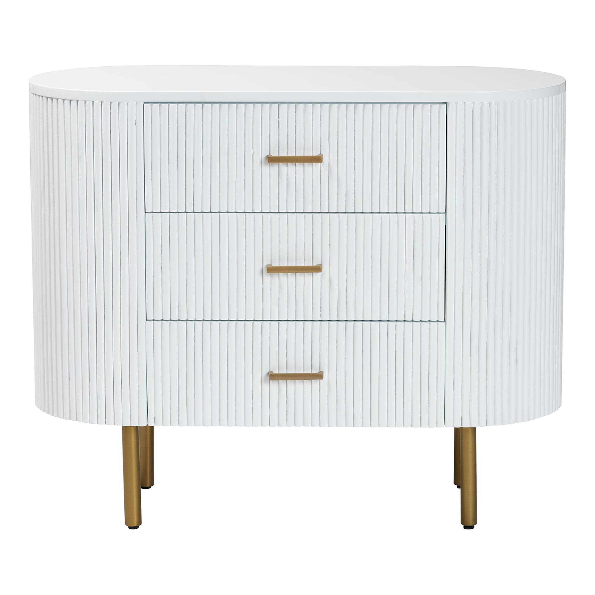 Left. bali & pari - Beyla Mid-Century Fluted Wood and Gold Metal 3-Drawer Dresser - White/Gold.