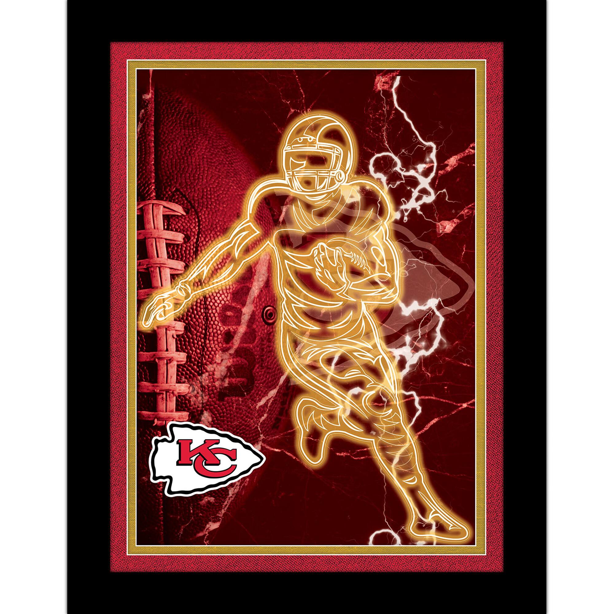 Black Kansas City Chiefs 12'' x 16'' Framed Neon Player Print