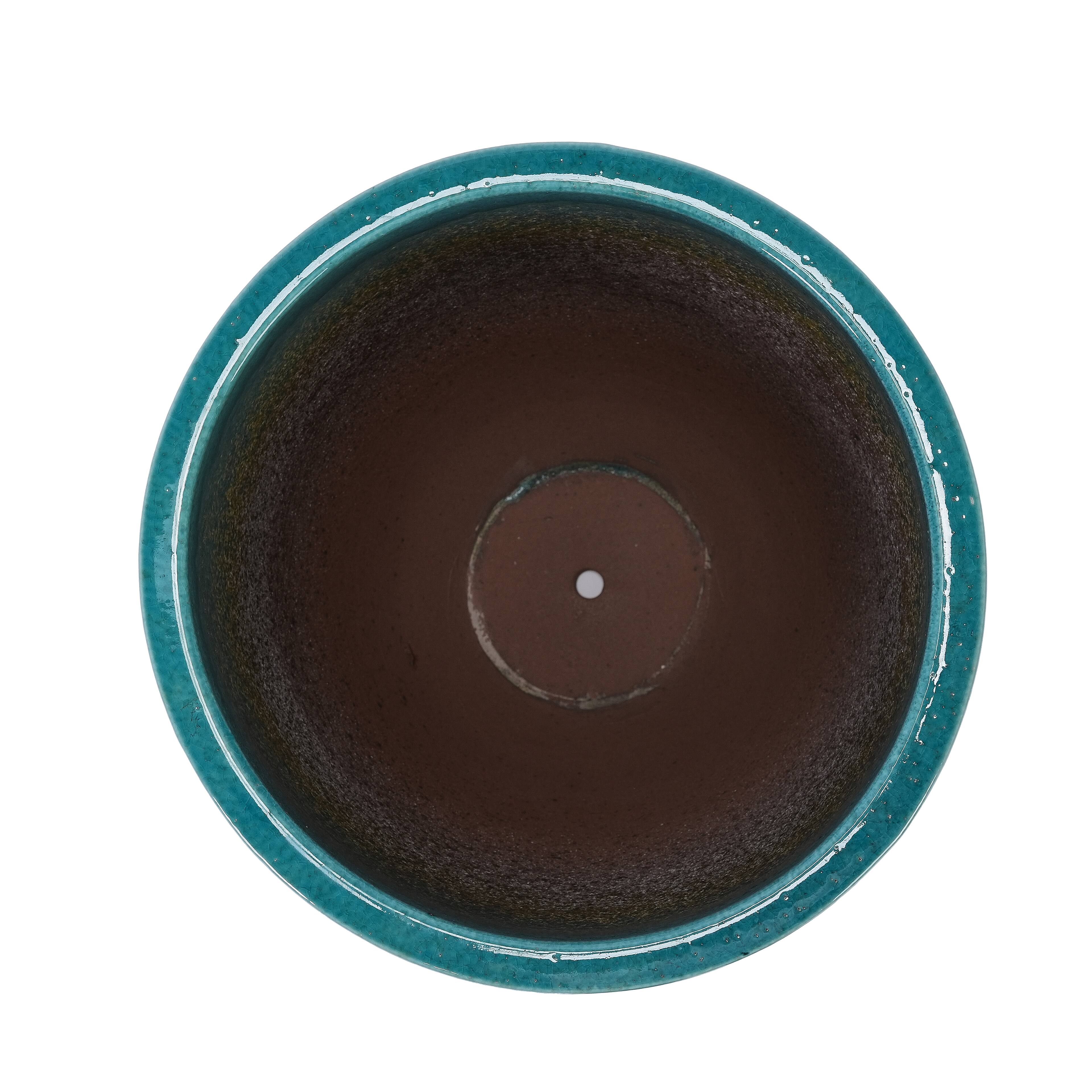 Alt View 9. Loheer - Loheer Large Ceramic Planter, Handmade Teal Ceramic Flower Pot with Drainage, Tall Indoor Outdoor Front Door Pot.