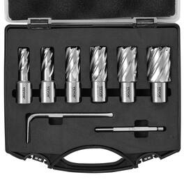 VEVOR - Annular Cutter Set, 6 pcs Weldon Shank Mag Drill Bits, 1/2" to 1-1/16" Cutting Diameter, 1" Cutting Depth - Metallic
