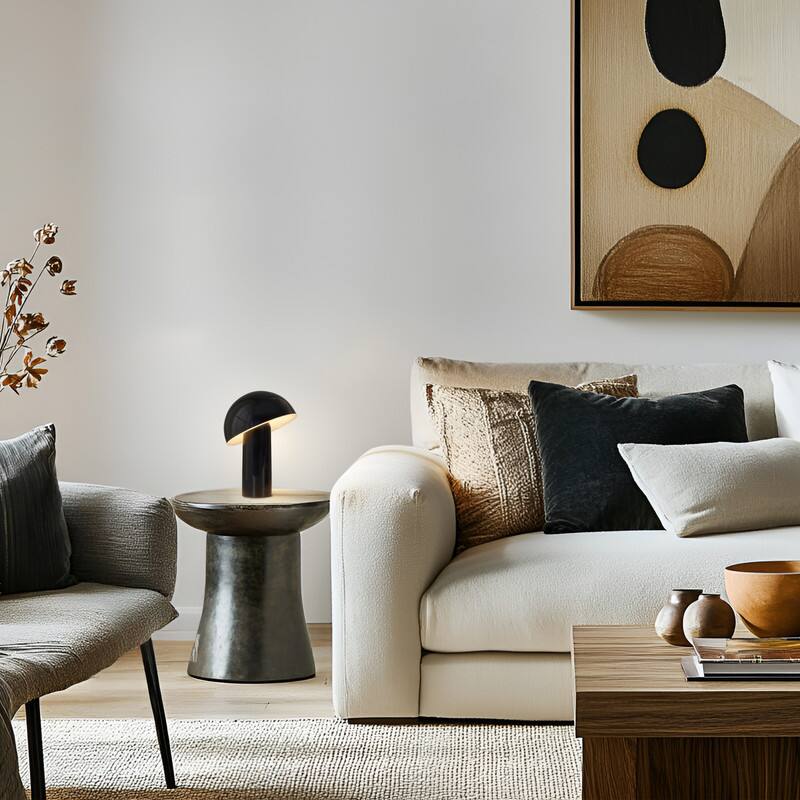 Alt View 6. Brightech - Celia LED Modern Industrial Round Dome Dimmable Cordless Portable Rechargeable Bedside Nightstand Desk Lamp - Glossy Black.