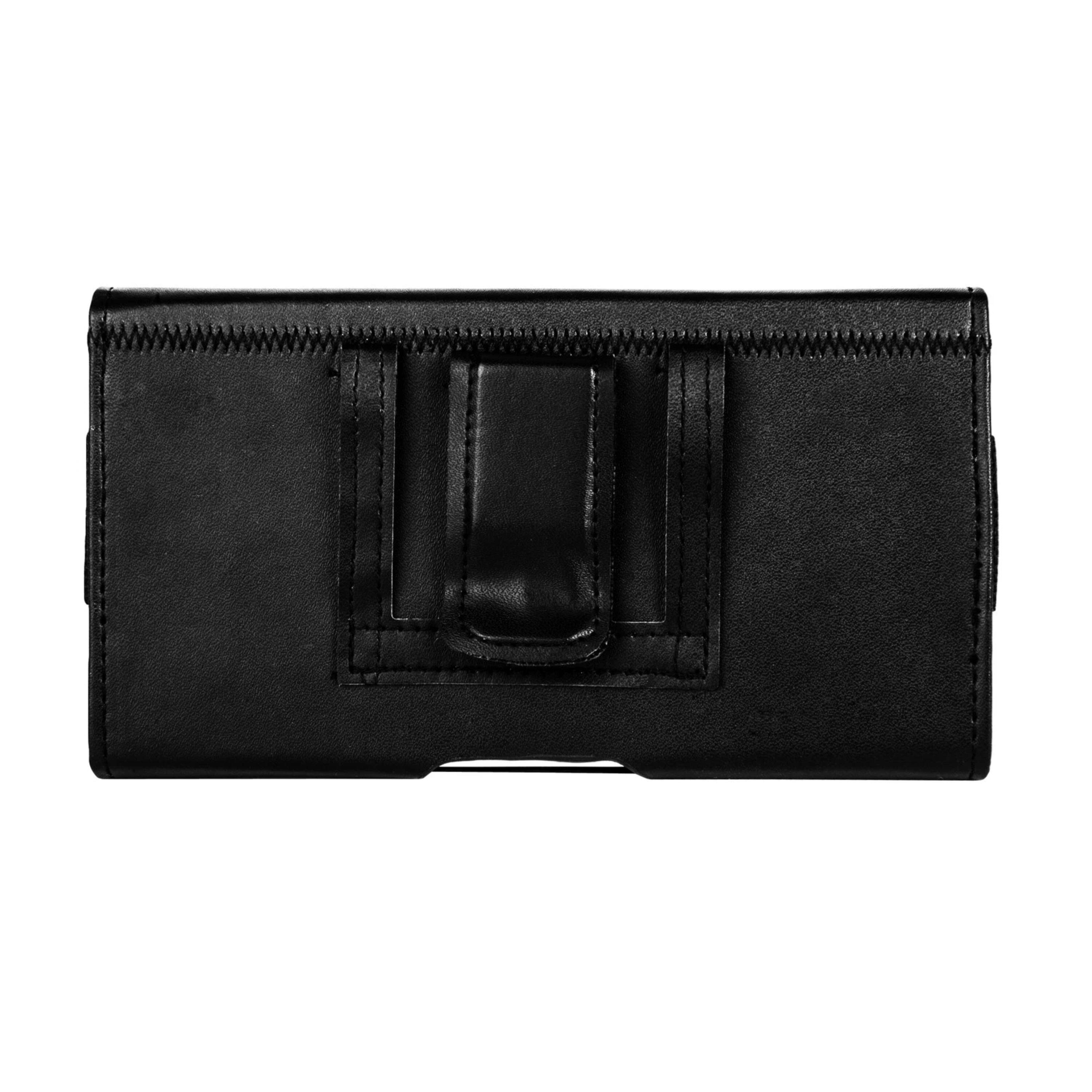 Left. Kitcheniva - PU Belt Holster For 6.1″ Phones Midnight Black - Midnight Black.