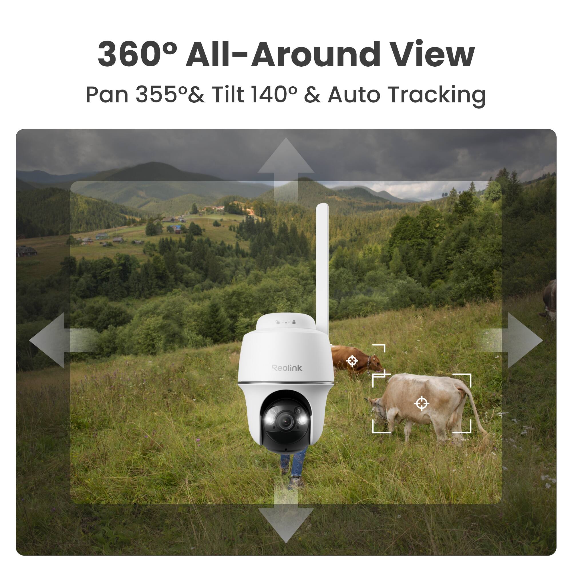 360° All-Around View  
Pan 355° & Tilt 140° & Auto Tracking