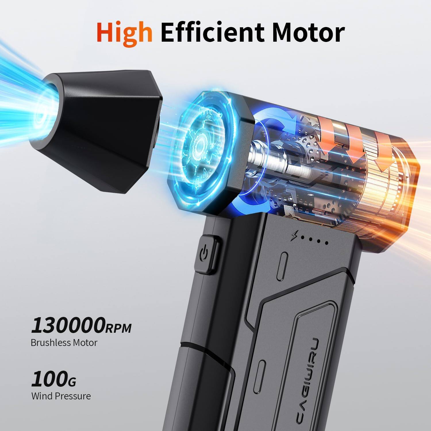 High Efficient Motor

130000RPM Brushless Motor
100G Wind Pressure

CAGIWIRU