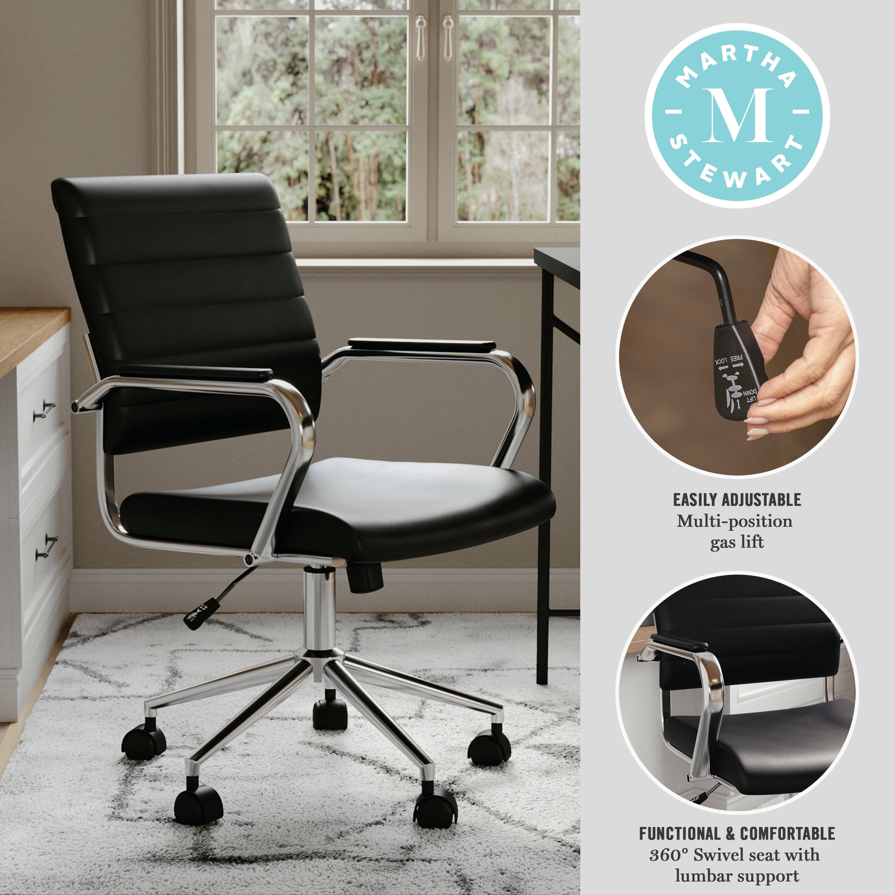MARTHA STEWART - EASILY ADJUSTABLE Multi-position gas lift FUNCTIONAL & COMFORTABLE 360 Swivel seat with lumbar support