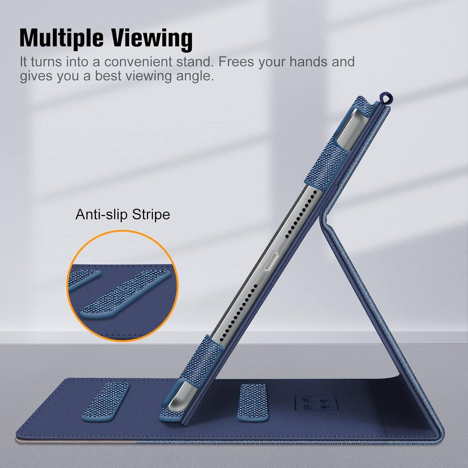 Multiple Viewing  
It turns into a convenient stand. Frees your hands and gives you a best viewing angle.

Anti-slip Stripe