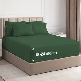 CGK Linens - 6 Piece Sheet Set - Extra Deep Pocket for 18"-24" Mattresses & Extra Pillowcases - King - Emerald Green