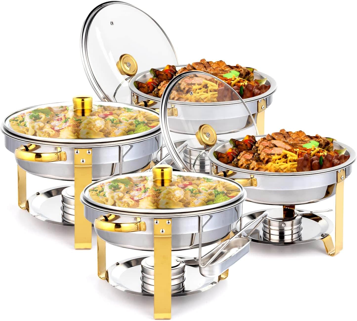 Photos - Other Tableware Buffet Winado - 5QT 4 Packs Chafing Dish  Set Stainless Steel with Glass Lid & Lid Holder for Buffets, Hotel Breakfast, Weddi 