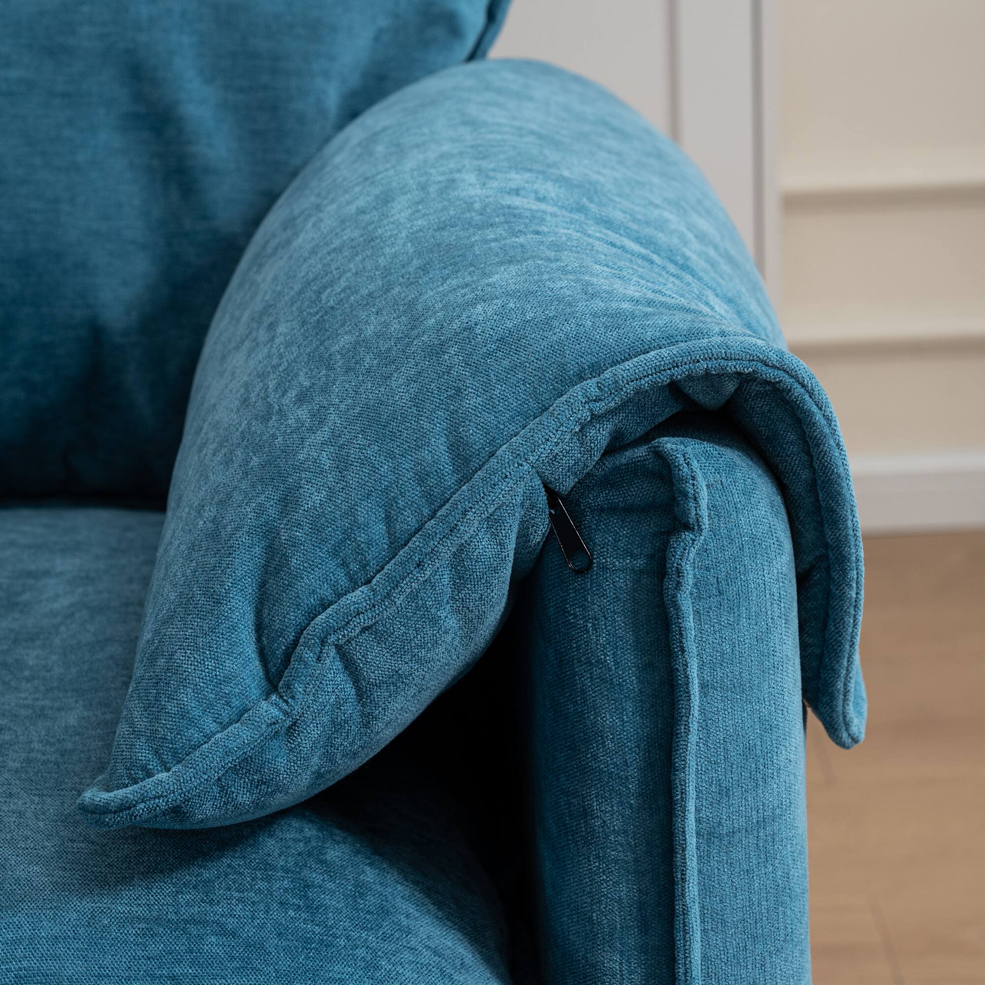 Alt View 2. Tiramisubest - Convertible U-Shaped Sofa with Storage Footstools,2-Seater Combination Sofa for Living Room/Bedroom/Office,Lake Blue - Lake Blue.