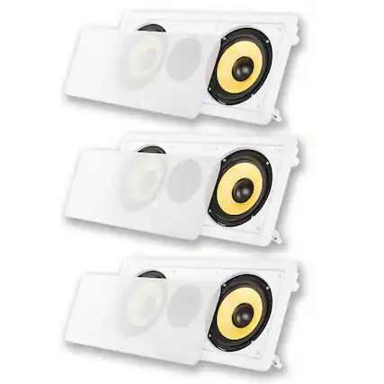 Front. Acoustic Audio by Goldwood - HD-6c Flush Mount Speakers Dual 6.5" Woofers in Wall 3 Pack - Paintable White.