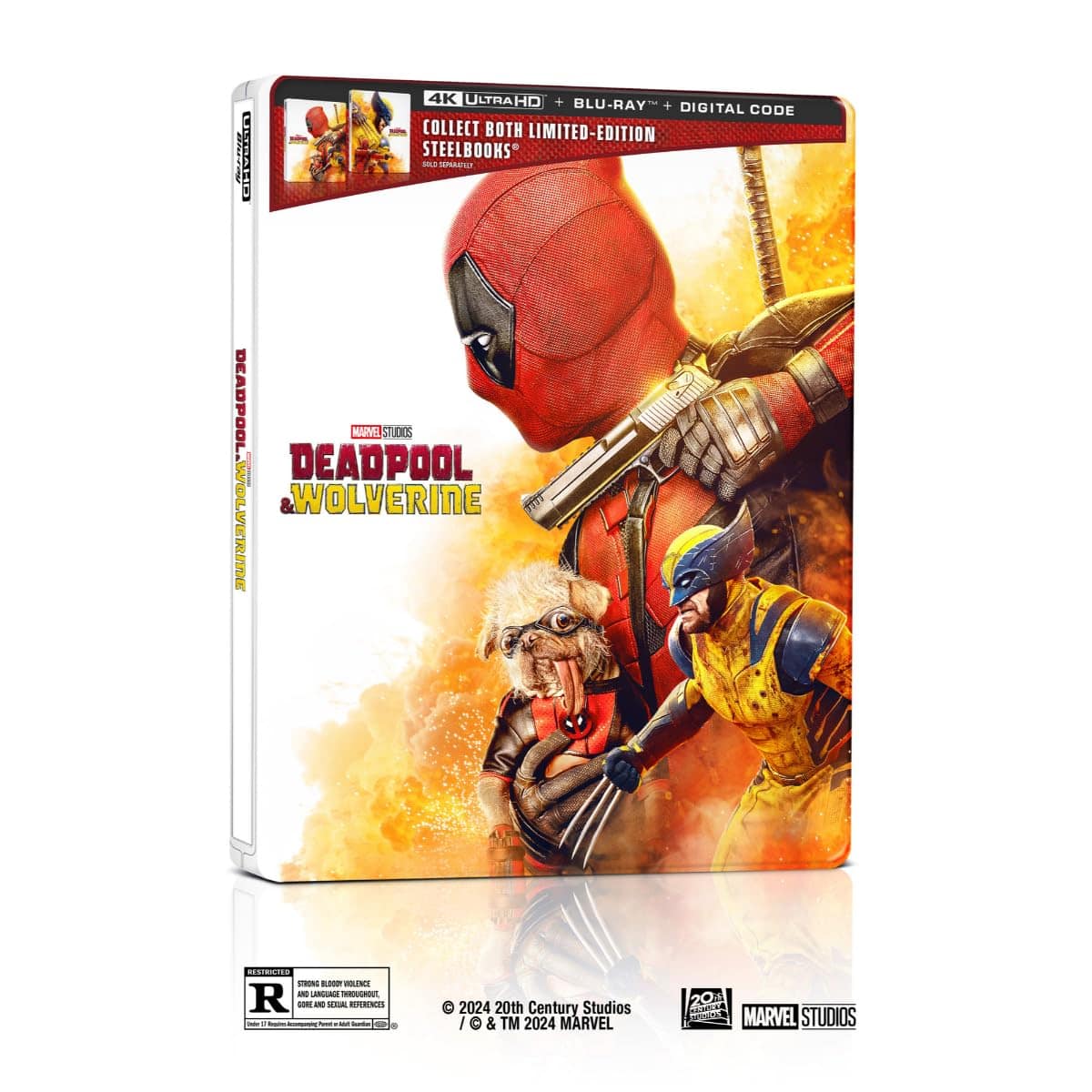 Front. Steelbook Deadpool and Wolverine: Deadpool Version (4K / Blu-ray + Digital).