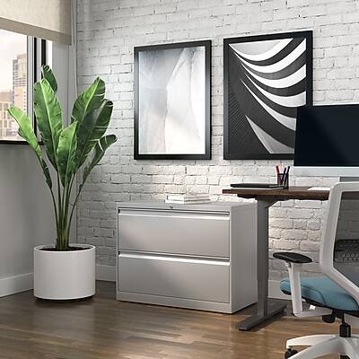 Alt View 7. Staples - 2-Drawer Lateral File Cabinet, Letter/Legal Size, Lockable, 28.15"H x 36"W x 18.62"D - Light Gray.