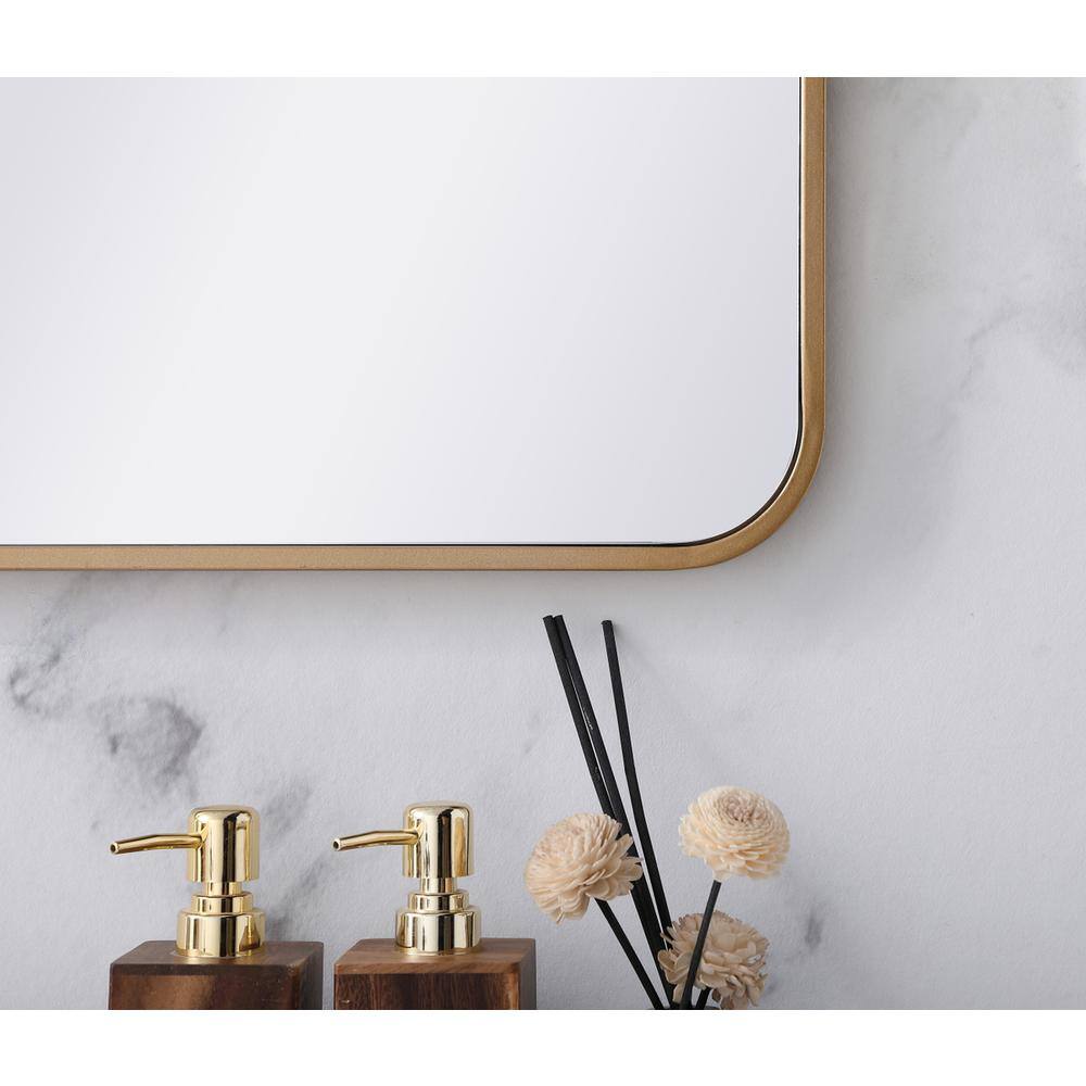 Alt View 6. Elegant Decor - Soft corner metal rectangular mirror 22x40 inch in Brass - Brass.
