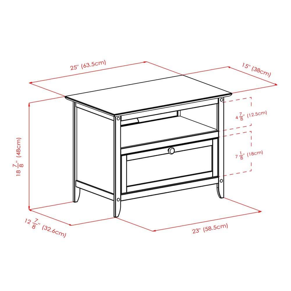 FurniFact - Small Wooden TV Stand With Shelf And Pull Down Door For Living Room - Espresso