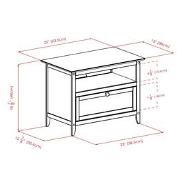 FurniFact - Small Wooden TV Stand With Shelf And Pull Down Door For Living Room - Espresso