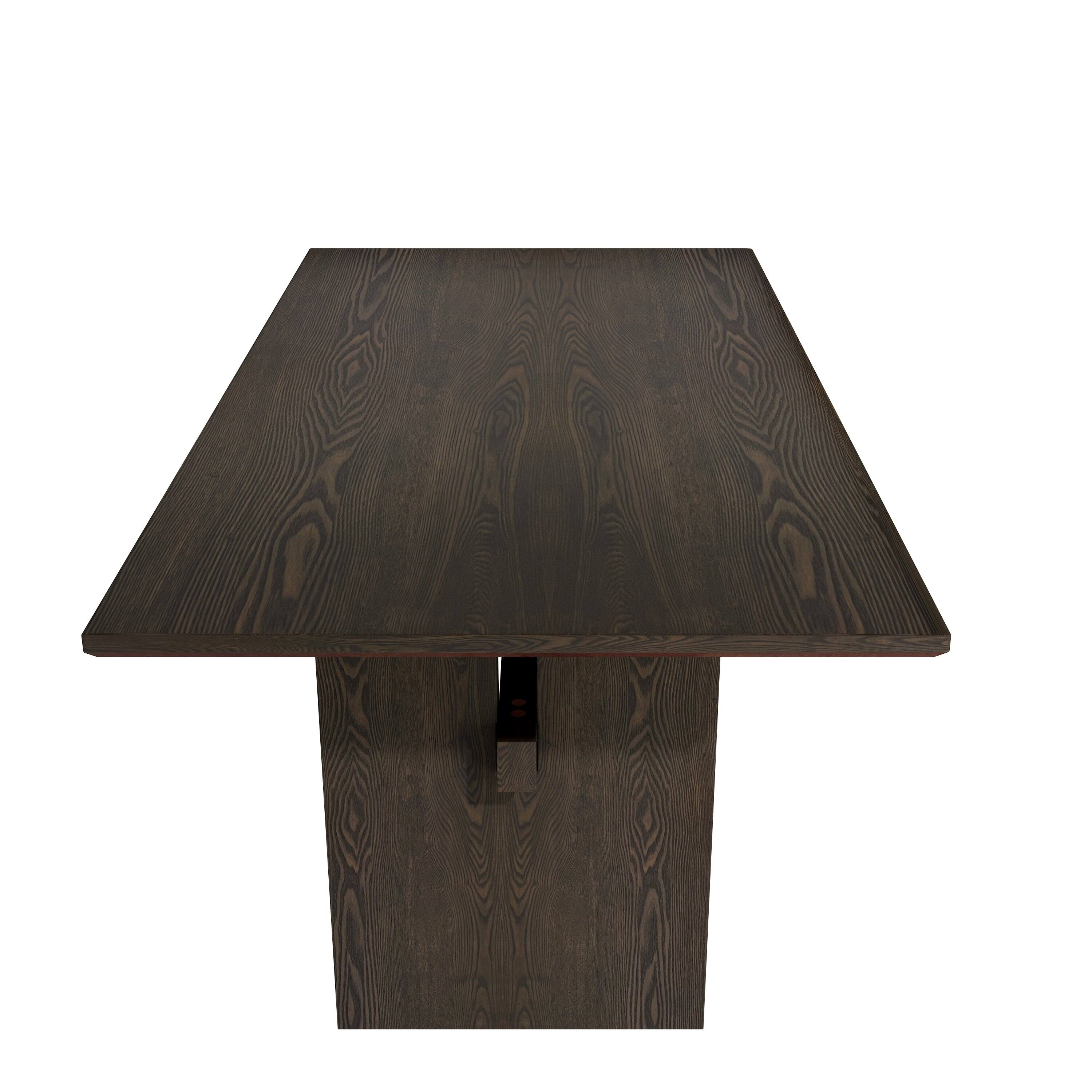 Angle. Boyel Living - 70.86 Inch Black Wood Double Pedestal Dining Table Seats 6 Modern Rectangular MDF Table - Black.
