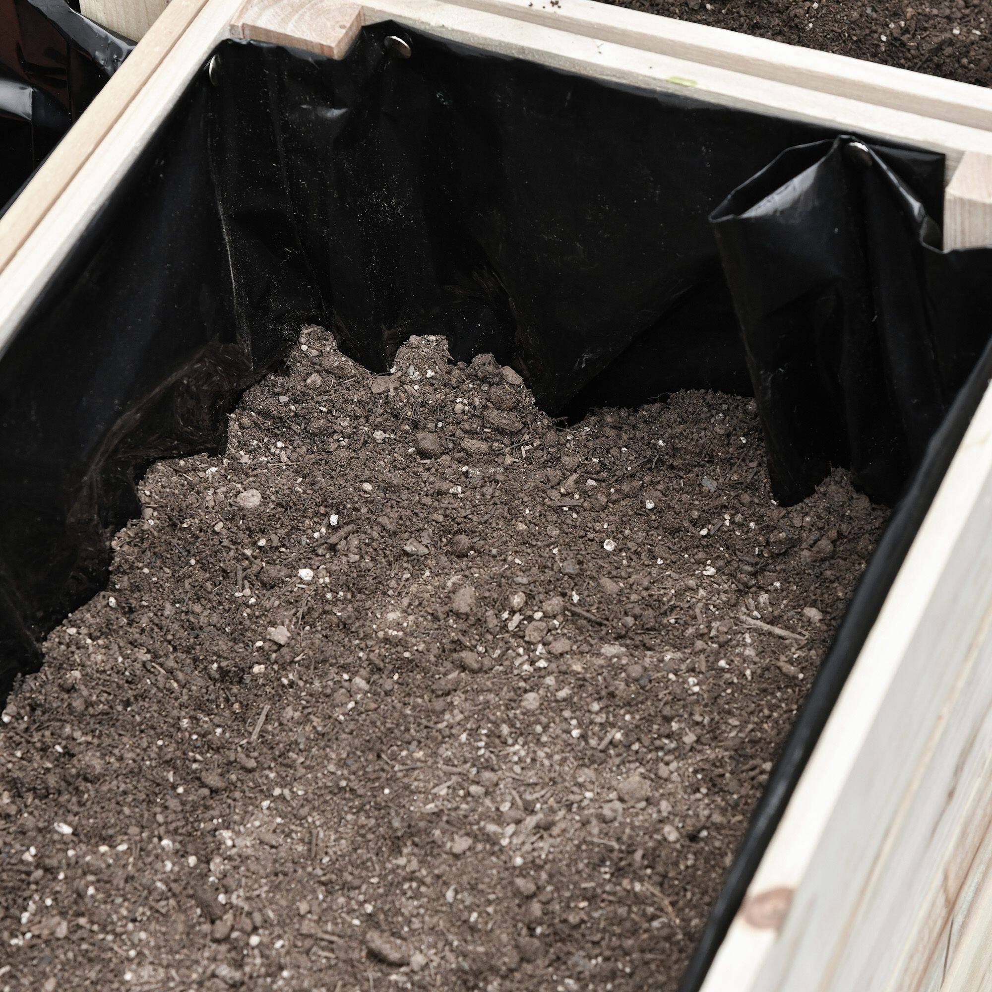 Alt View 7. Outsunny - 4PCS Raised Garden Bed With Legs, Wooden Elevated Planter Box Kit with Bed Liner, DIY Shape - Natural Wood.