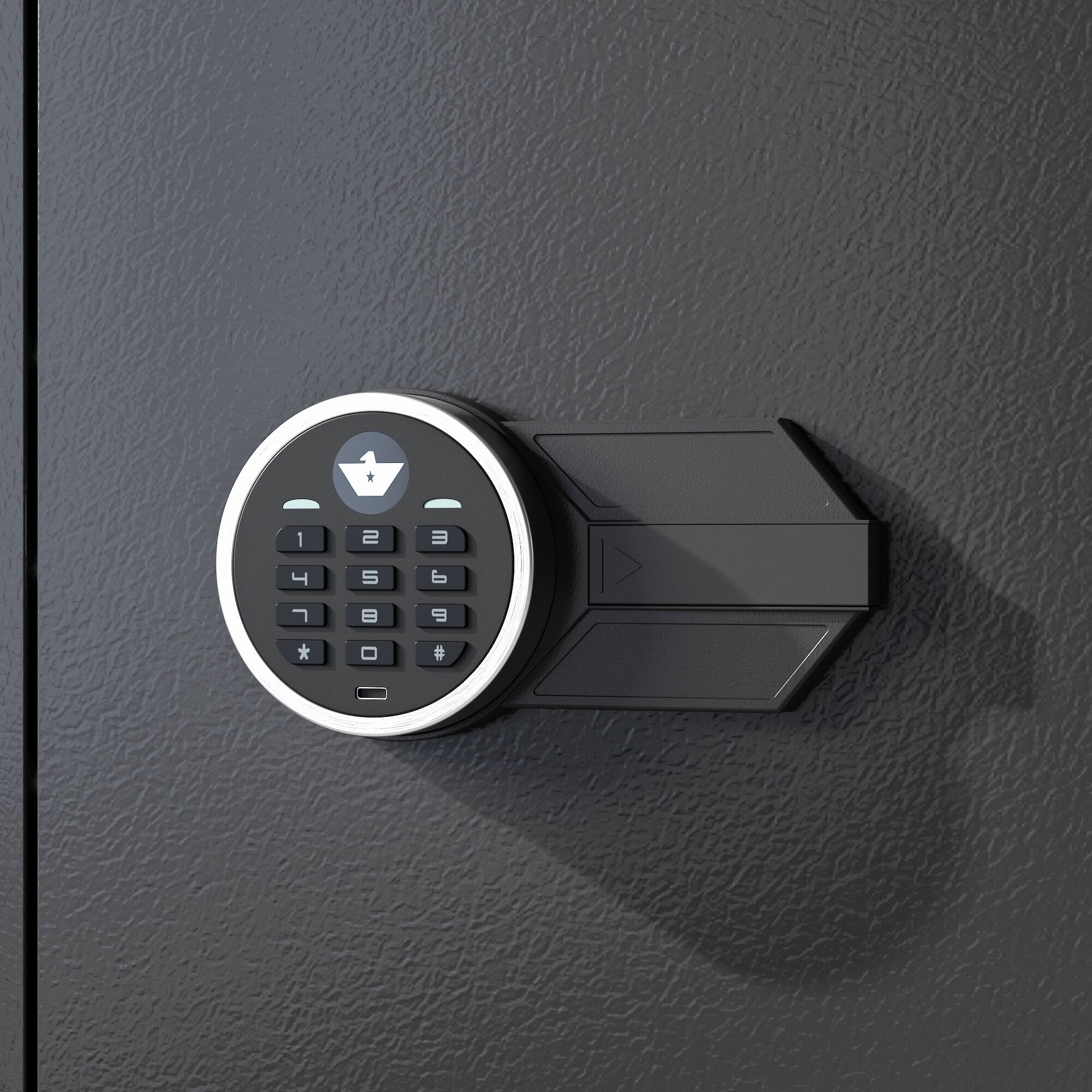 Alt View 6. Famapy - Large Steel Gun Safe for Rifles and Handguns, Firearm Security Cabinet with Digital Keypad, Alarm System, Removable Shel - Black.