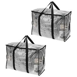 Unique Bargains - 2pcs Large Moving Bags 27x11.4x19 Inch Foldable Heavy Duty Waterproof Storage Totes with Zipper and Handle for Home - Clear