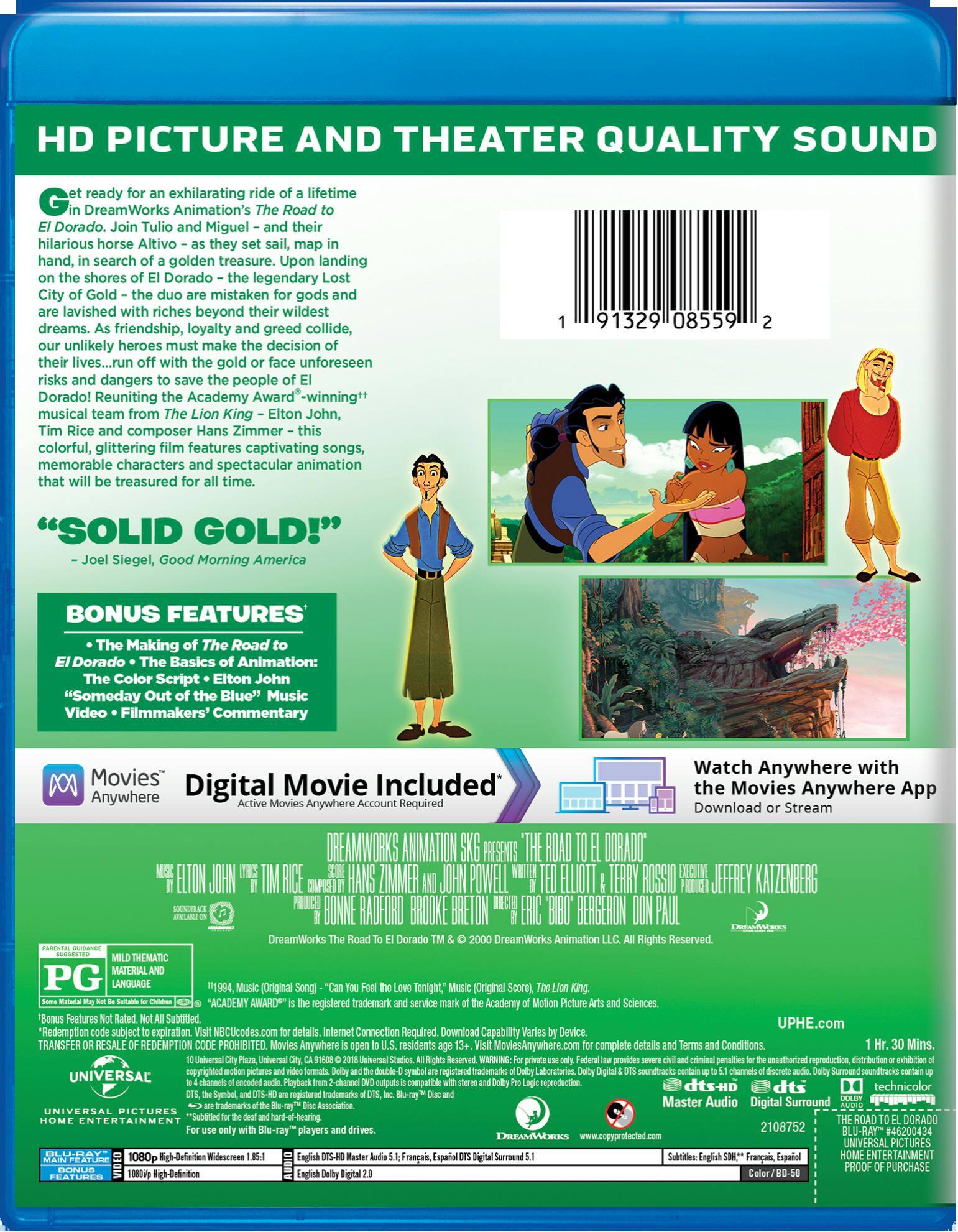 Angle. The Road to El Dorado (Blu-ray) [Blu-ray].