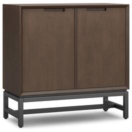 Simpli Home - Banting SOLID HARDWOOD 32 inch Wide Modern Industrial Low Storage Cabinet - Walnut Brown